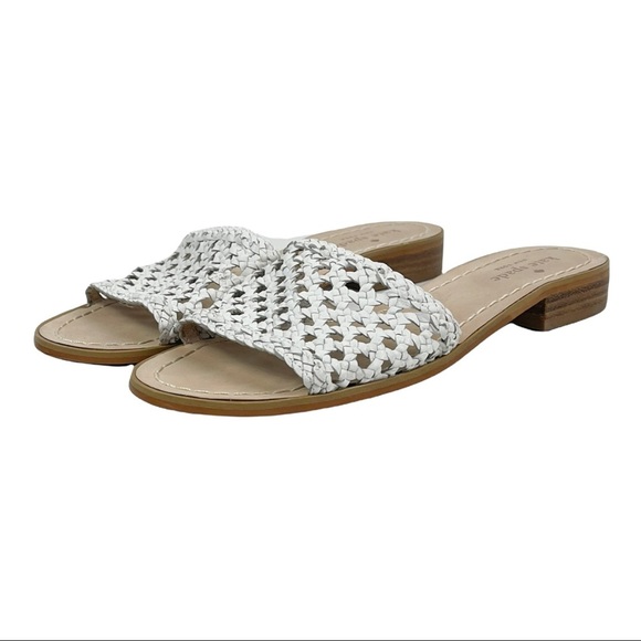 KATE Spade Berlin Woven Leather Flat Sandals White Size 7.5 - Picture 6 of 7